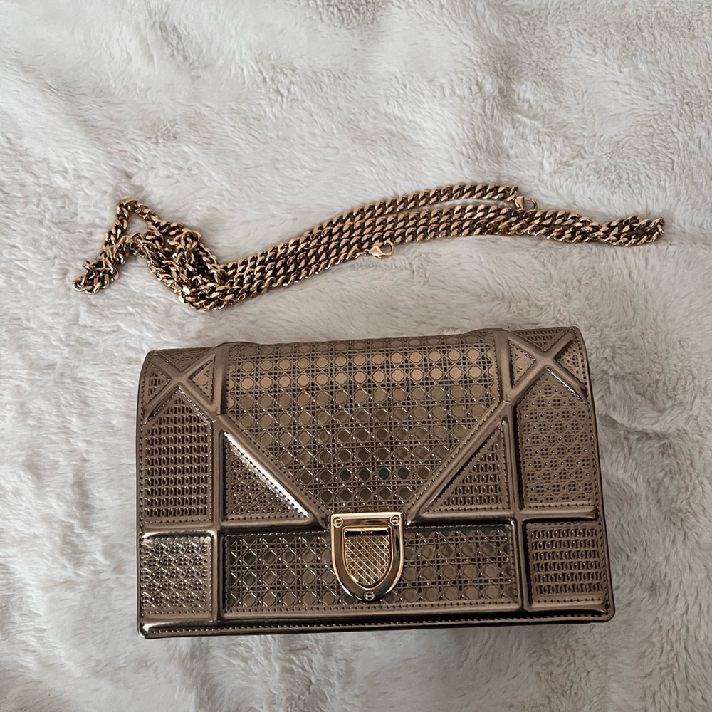 Dior Gold Crossbody Bag with Chain Strap